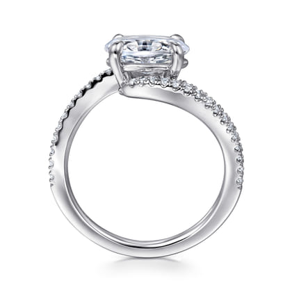 Aiva - 14K White Gold Bypass Oval Diamond Engagement Ring