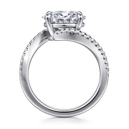 Aiva - 14K White Gold Bypass Oval Diamond Engagement Ring
