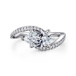Aiva - 14K White Gold Bypass Pear Shape Diamond Engagement Ring