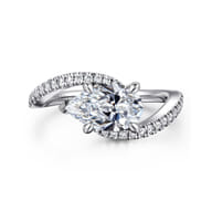 Aiva - 14K White Gold Bypass Pear Shape Diamond Engagement Ring