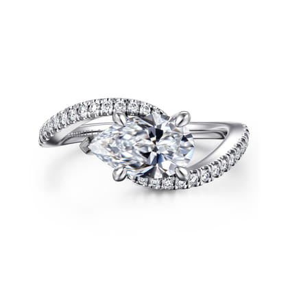 Aiva - 14K White Gold Bypass Pear Shape Diamond Engagement Ring