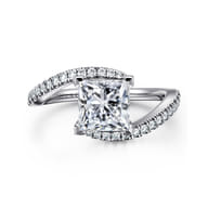 Aiva - 14K White Gold Bypass Princess Cut Diamond Engagement Ring
