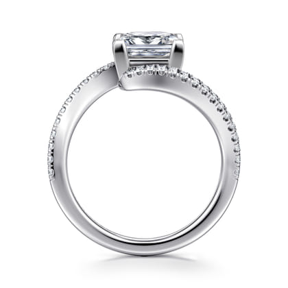 Aiva - 14K White Gold Bypass Princess Cut Diamond Engagement Ring