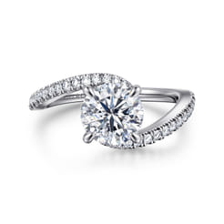 Aiva - 14K White Gold Bypass Round Diamond Engagement Ring