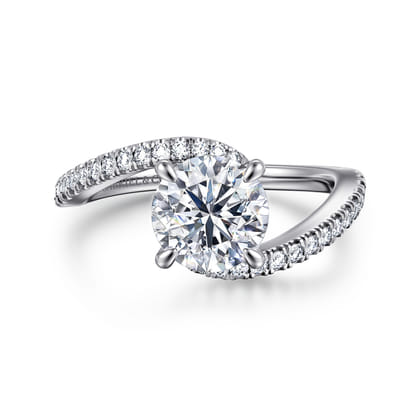 Aiva - 14K White Gold Bypass Round Diamond Engagement Ring