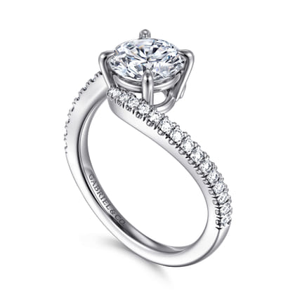 Aiva - 14K White Gold Bypass Round Diamond Engagement Ring