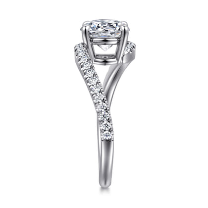Aiva - 14K White Gold Bypass Round Diamond Engagement Ring