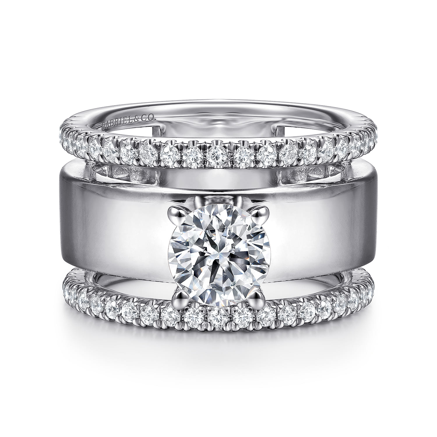 Aiza - 14K White Gold Round Diamond Engagement Ring