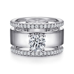 Aiza - 14K White Gold Round Diamond Engagement Ring