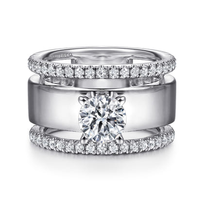 Aiza - 14K White Gold Round Diamond Engagement Ring