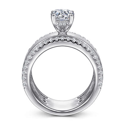 Aiza - 14K White Gold Round Diamond Engagement Ring