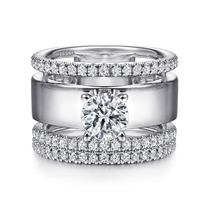 Aiza - 14K White Gold Round Diamond Engagement Ring
