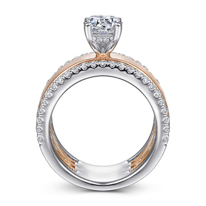Aiza - 14K White-Rose Gold Round Diamond Engagement Ring