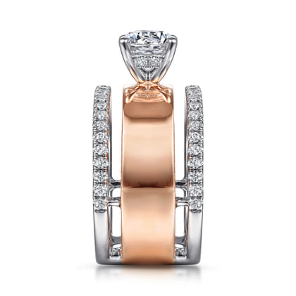 Aiza - 14K White-Rose Gold Round Diamond Engagement Ring