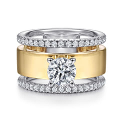 14K White-Yellow Gold Round Diamond Engagement Ring