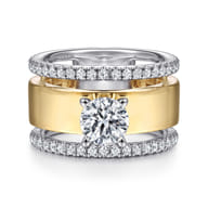 Aiza - 14K White-Yellow Gold Round Diamond Engagement Ring