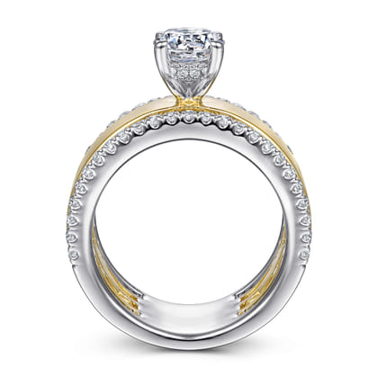 Aiza - 14K White-Yellow Gold Round Diamond Engagement Ring