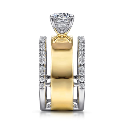 Aiza - 14K White-Yellow Gold Round Diamond Engagement Ring