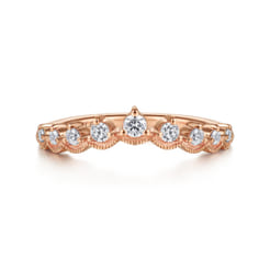 Akili - Vintage Inspired 14K Rose Gold Curved Diamond Anniversary Band