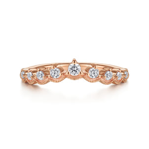 Akili - Vintage Inspired 14K Rose Gold Curved Diamond Anniversary Band