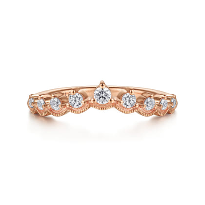Akili - Vintage Inspired 14K Rose Gold Curved Diamond Anniversary Band