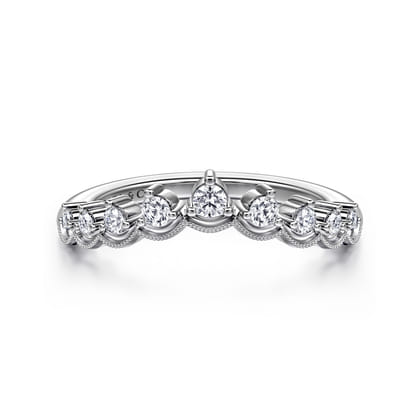 Akili - Vintage Inspired 14K White Gold Curved Diamond Anniversary Band