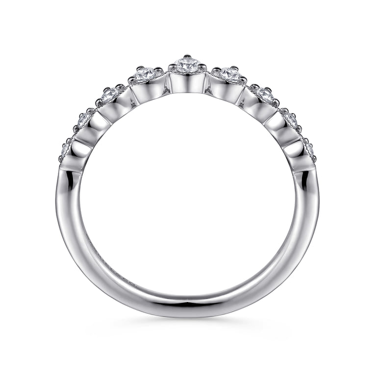 Curved Wedding Ring in 14k White Gold with Round Natural Diamond at Gabriel & Co. - Shot 2
