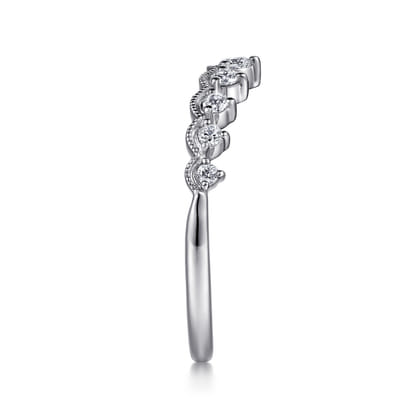 Akili - Vintage Inspired 14K White Gold Curved Diamond Anniversary Band