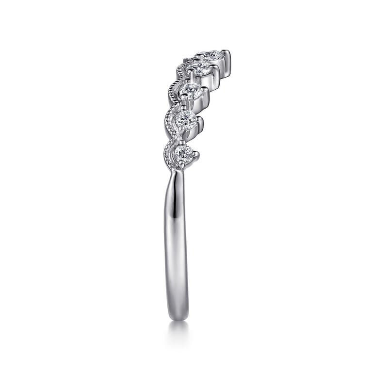 Curved Wedding Ring in 14k White Gold with Round Natural Diamond at Gabriel & Co. - Shot 4