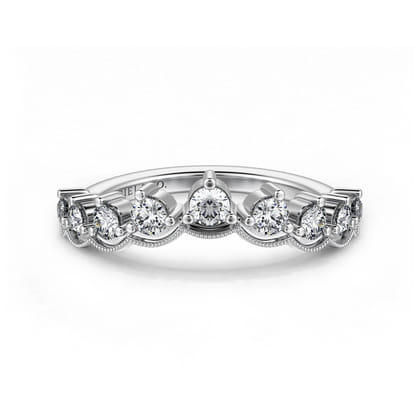 Akili - Vintage Inspired 14K White Gold Curved Diamond Anniversary Band