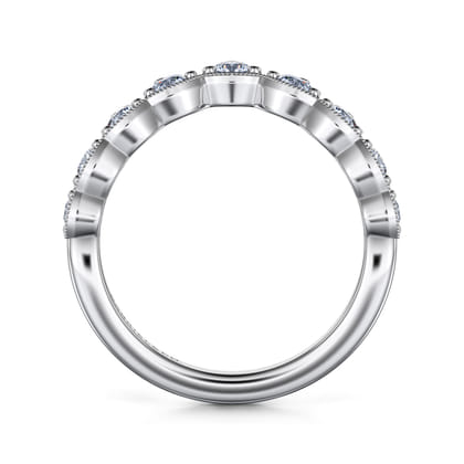 Akili - Vintage Inspired 14K White Gold Curved Diamond Anniversary Band
