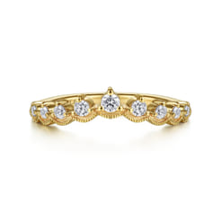 Akili - Vintage Inspired 14K Yellow Gold Curved Diamond Anniversary Band