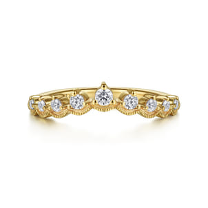 Akili - Vintage Inspired 14K Yellow Gold Curved Diamond Anniversary Band