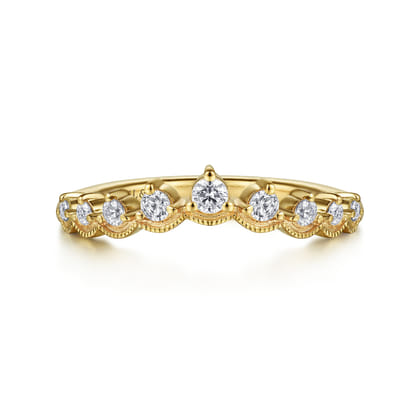 Akili - Vintage Inspired 14K Yellow Gold Curved Diamond Anniversary Band