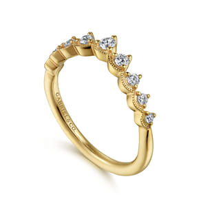 Akili - Vintage Inspired 14K Yellow Gold Curved Diamond Anniversary Band