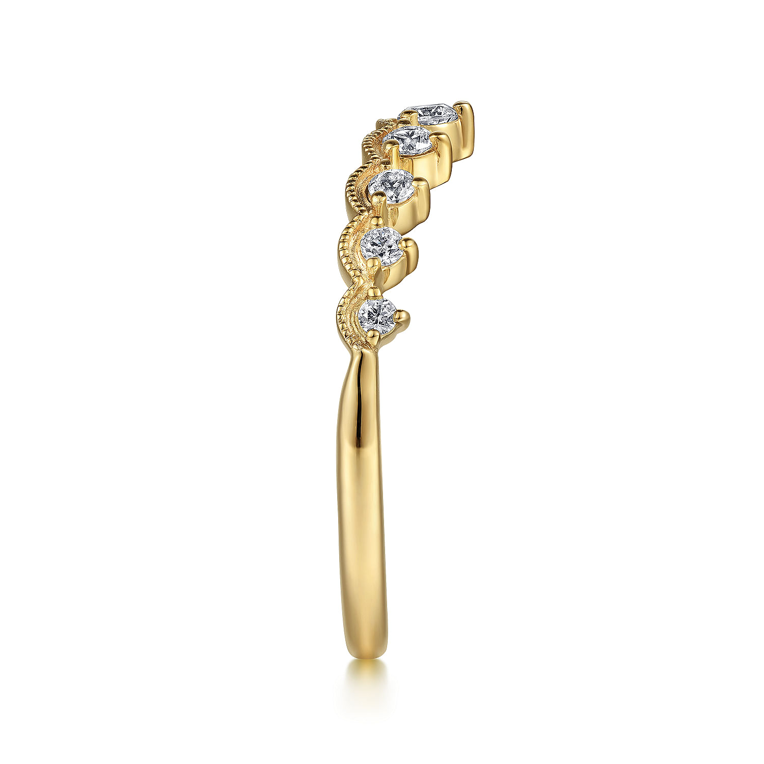 Akili - Vintage Inspired 14K Yellow Gold Curved Diamond Anniversary Band