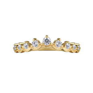 Akili - Vintage Inspired 14K Yellow Gold Curved Diamond Anniversary Band