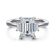Alaminos - 14K White Gold Emerald Cut Three Stone Diamond Engagement Ring