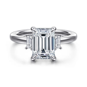 Alaminos - 14K White Gold Emerald Cut Three Stone Diamond Engagement Ring