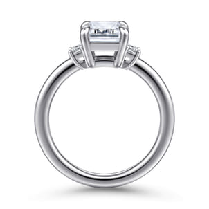 Alaminos - 14K White Gold Emerald Cut Three Stone Diamond Engagement Ring
