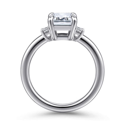 Alaminos - 14K White Gold Emerald Cut Three Stone Diamond Engagement Ring