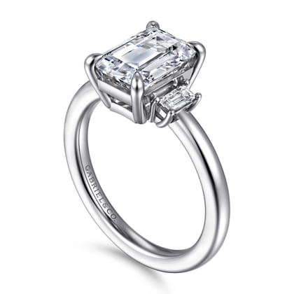 Alaminos - 14K White Gold Emerald Cut Three Stone Diamond Engagement Ring