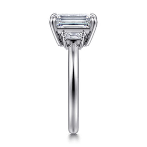 Alaminos - 14K White Gold Emerald Cut Three Stone Diamond Engagement Ring
