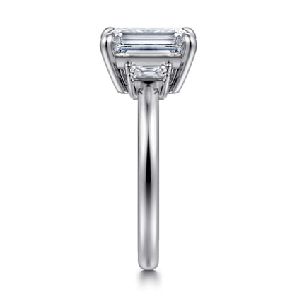 Alaminos - 14K White Gold Emerald Cut Three Stone Diamond Engagement Ring