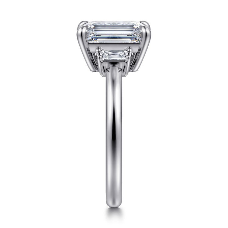 Alaminos - 14K White Gold Emerald Cut Three Stone Diamond Engagement Ring