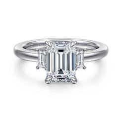 Alaminos - 14K White Gold Emerald Cut Three Stone Diamond Engagement Ring