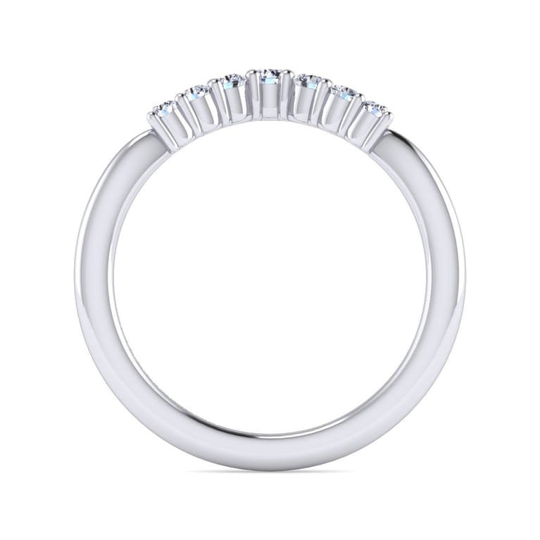 Curved Wedding Ring in 14k White Gold with Round Natural Diamond at Gabriel & Co. - Shot 2