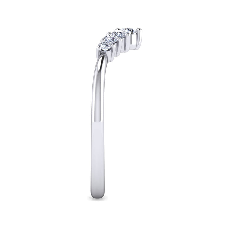Curved Wedding Ring in 14k White Gold with Round Natural Diamond at Gabriel & Co. - Shot 4