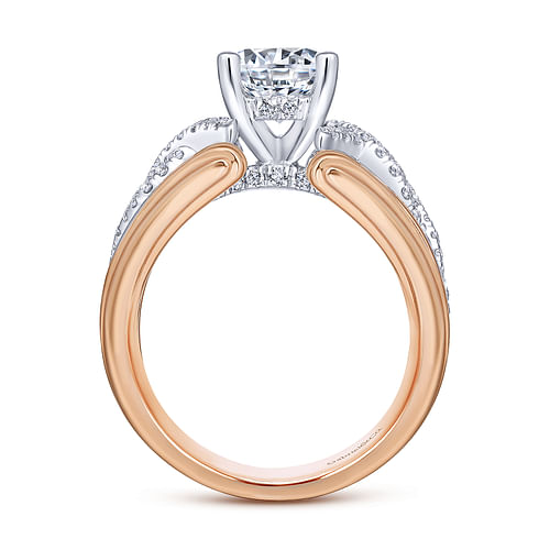 Albany - 14K White-Rose Gold Round Twisted Diamond Engagement Ring - 0.36 ct - Shot 2