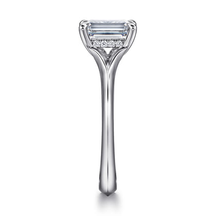 Alden - 14K White Gold Split Shank Emerald Cut Diamond Engagement Ring